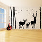 Deer & Moose Wildlife Wall Decal - Birch Tree Forest Vinyl Sticker, Perfect for Nursery and Kids Room