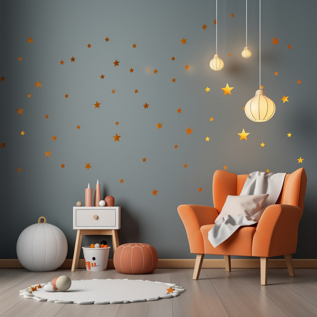 Gold Stars Vinyl Wall Stickers 200x Pack - Thumbnail 3