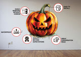 Laughing Pumpkin Decal - Halloween Scary Evil Face Vinyl Wall Sticker