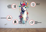 Watercolor Llama & Floral Wall Decal - Cute Alpaca Girls Room Vinyl Sticker Decor