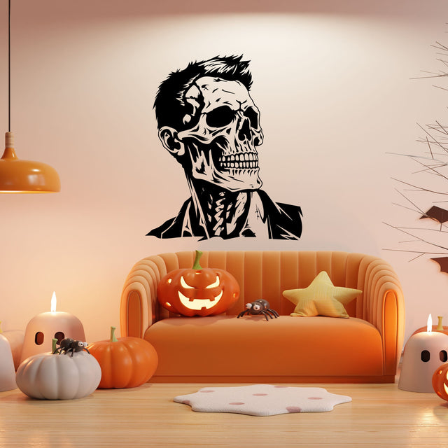 "Skeleton face businessman vinyl wall decal"