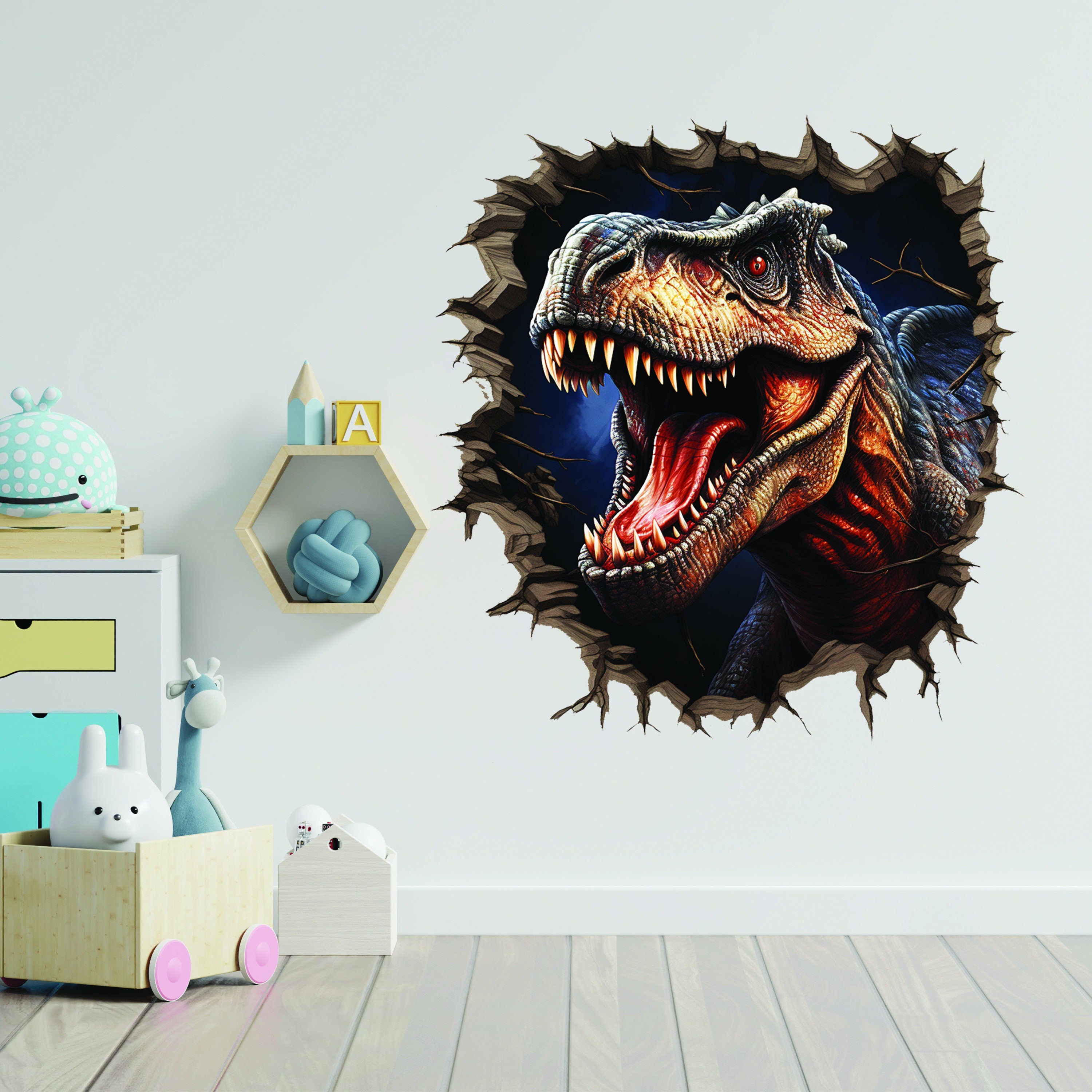 3D Dinosaurs Wall Decal Illusion Porthole Sticker - Thumbnail 4