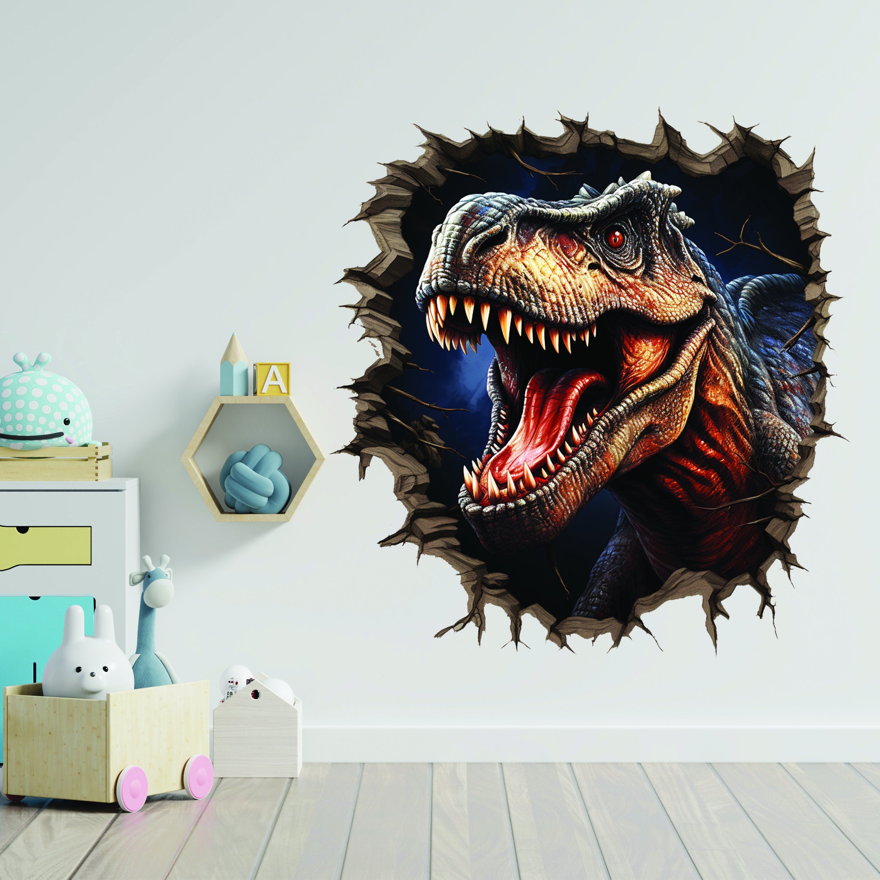 3D Dinosaurs Wall Decal Illusion Porthole Sticker - Thumbnail 2