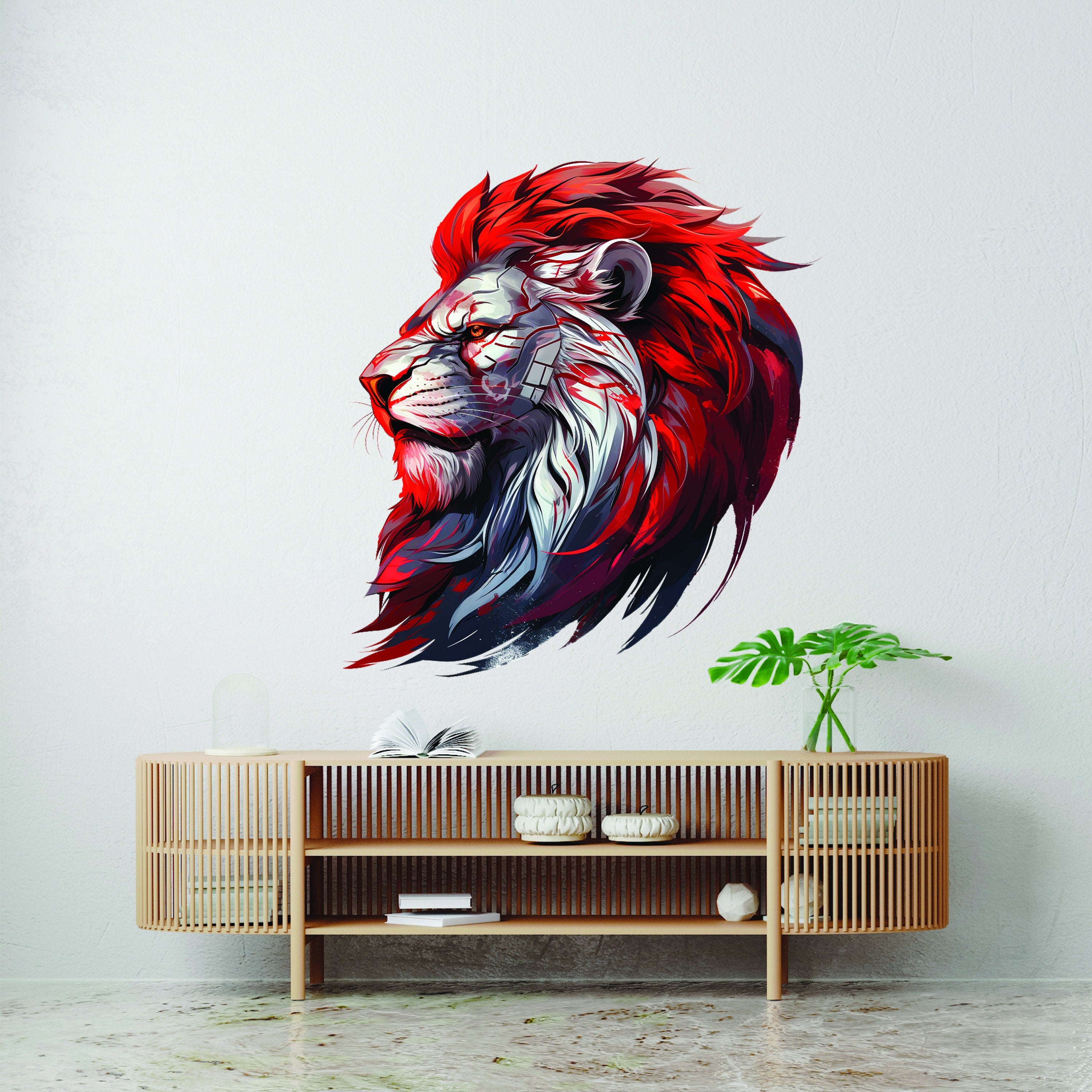 Cybernetic Lion Head Wall Decal - Thumbnail 3