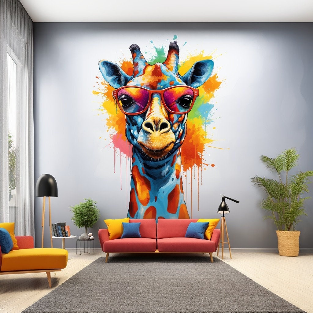 Whimsical Giraffe in Glasses Wall Decal - Thumbnail 2