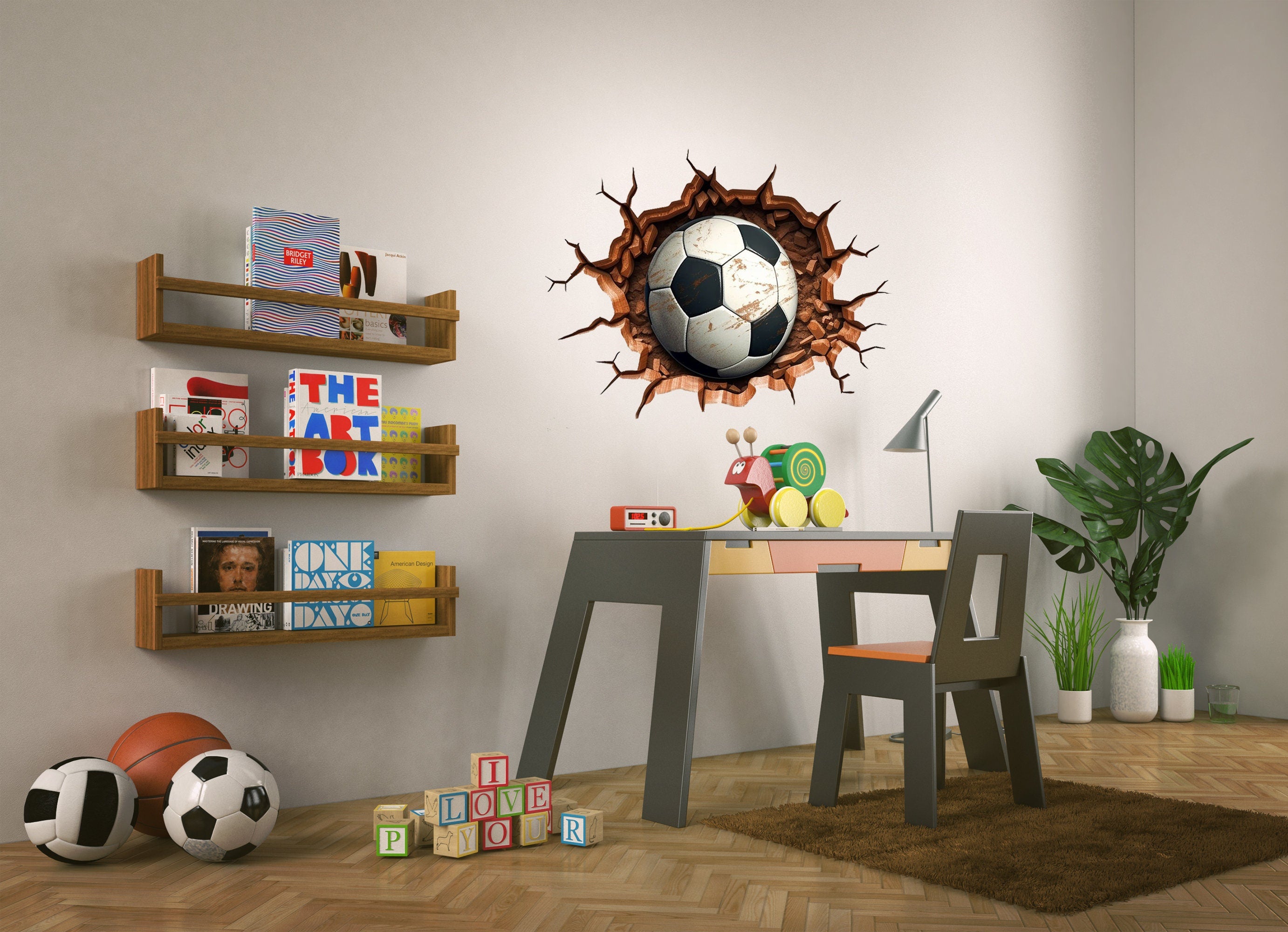 3D Football Wall Decal