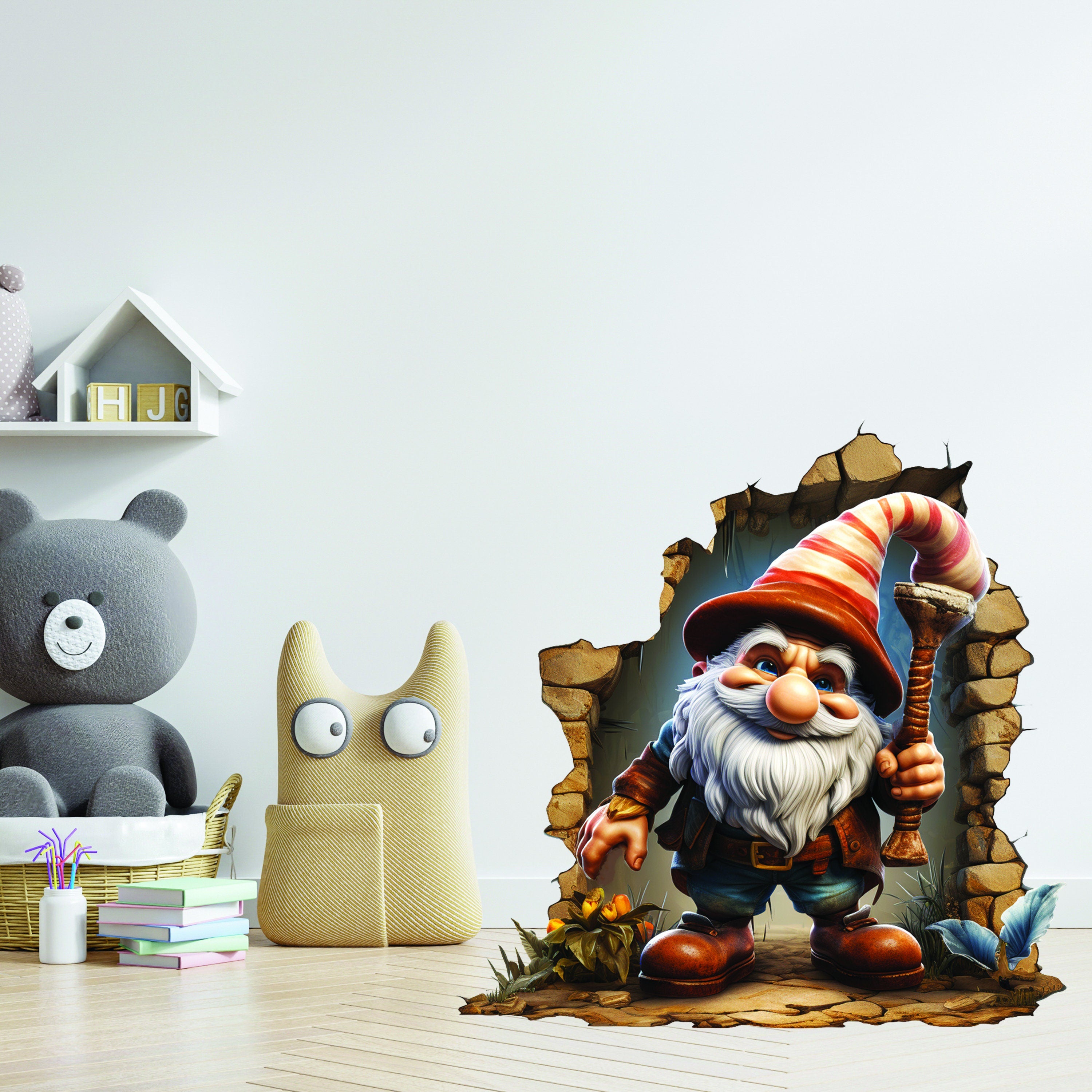 3D Gnome Wall Hole Sticker