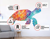 Vibrant Rainbow Sea Turtle Wall Decal - Ocean Life Removable Tortoises Sticker