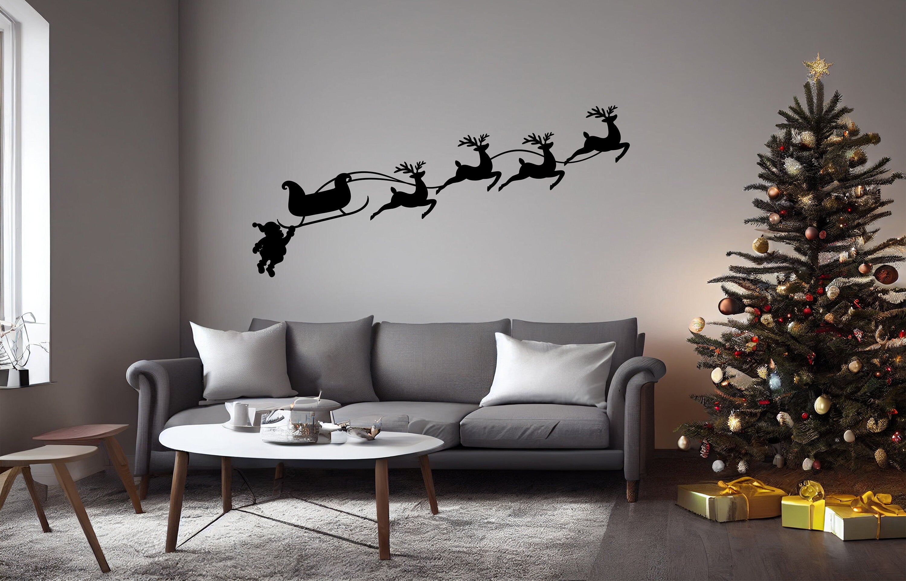 Humorous Santa & Sleigh with Deers Wall Decal - Thumbnail 3