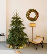 Christmas Wreath Wall Decal - Lights Ornaments Decor Sticker - Festive Wall Art Mural