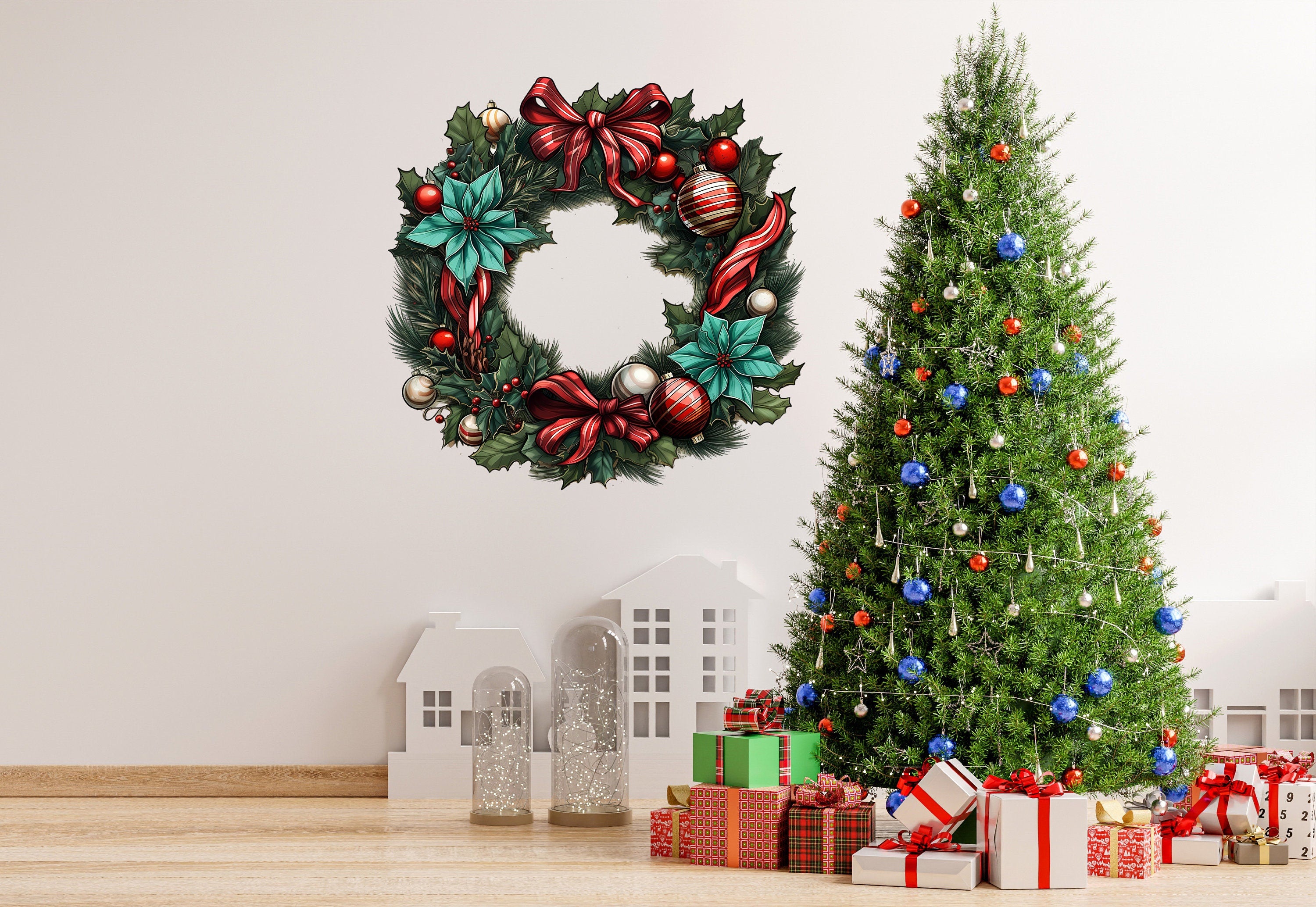 Lifelike Christmas Wreath Wall Decal - Thumbnail 2