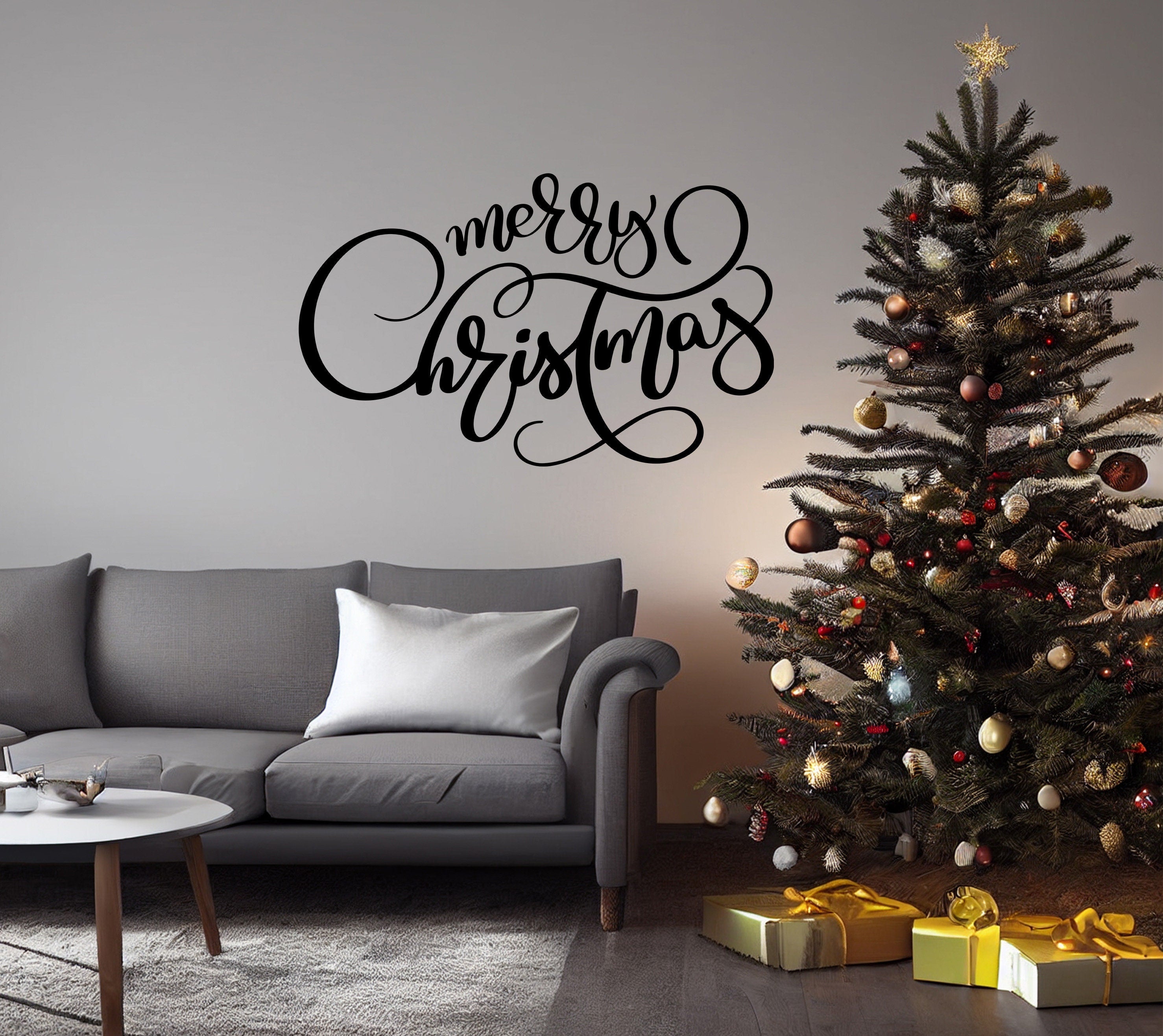 Elegant Christmas Quote Wall Vinyl Sticker "Merry Christmas" - Thumbnail 2