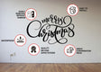 Merry Christmas cursive wall decal displayed in a clean furnished seasonal interior.