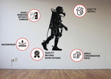 Scuba Diver Wall Sticker - Fire Extinguisher Deep Dive Silhouette