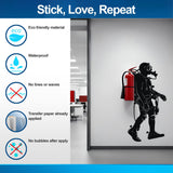 Scuba Diver Wall Sticker - Fire Extinguisher Deep Dive Silhouette