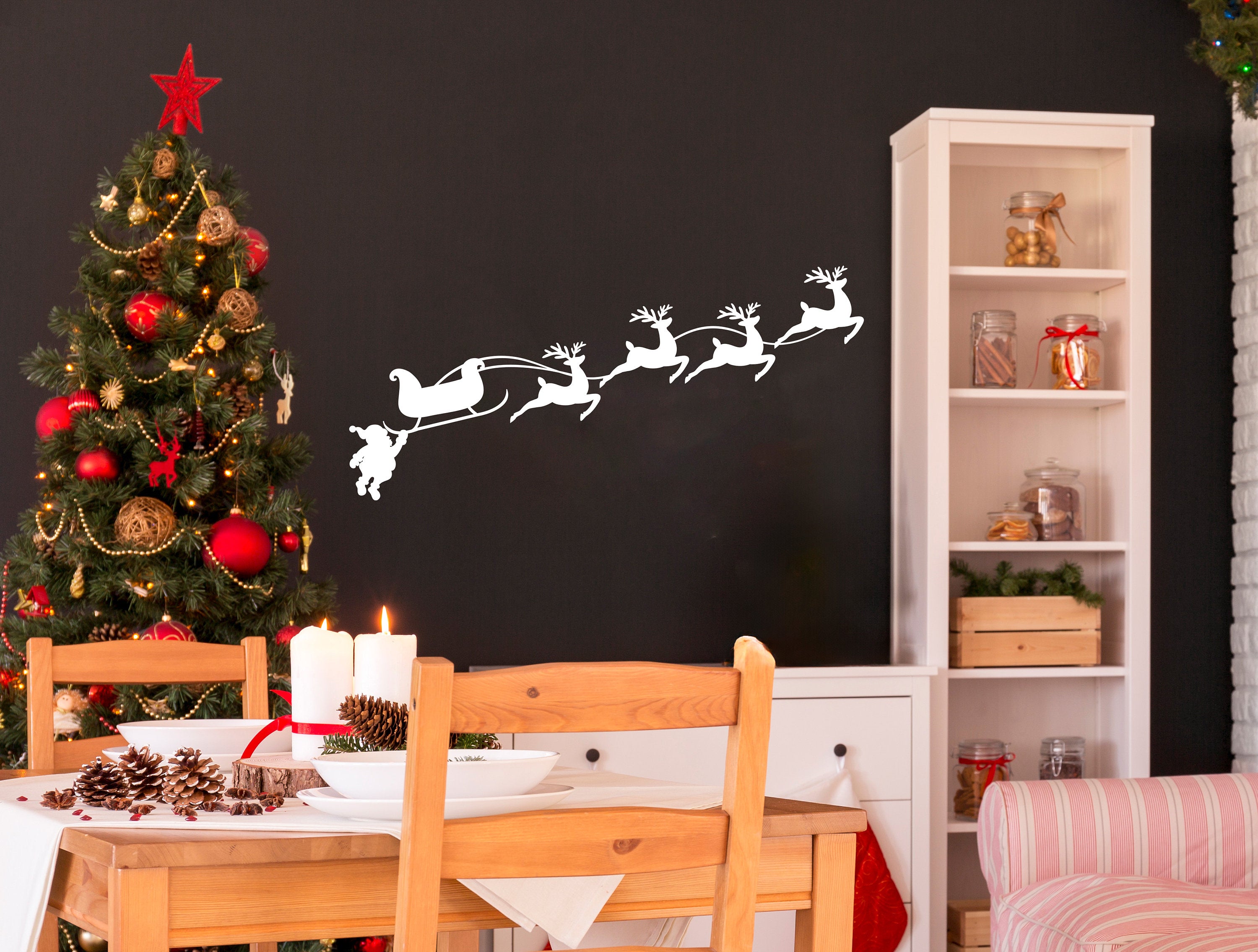 Humorous Santa & Sleigh with Deers Wall Decal - Thumbnail 5