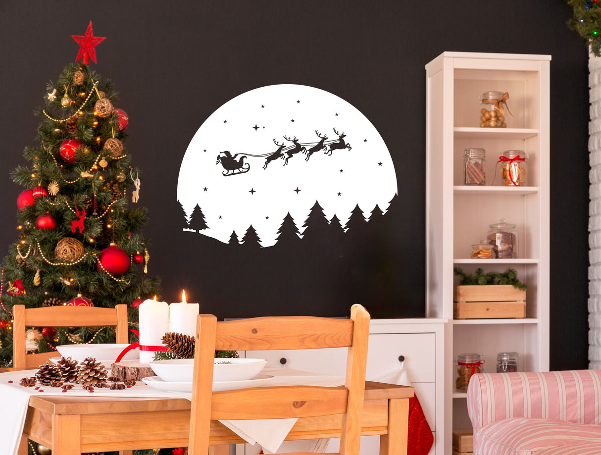 Santa in Sleigh with Deers Wall Decal