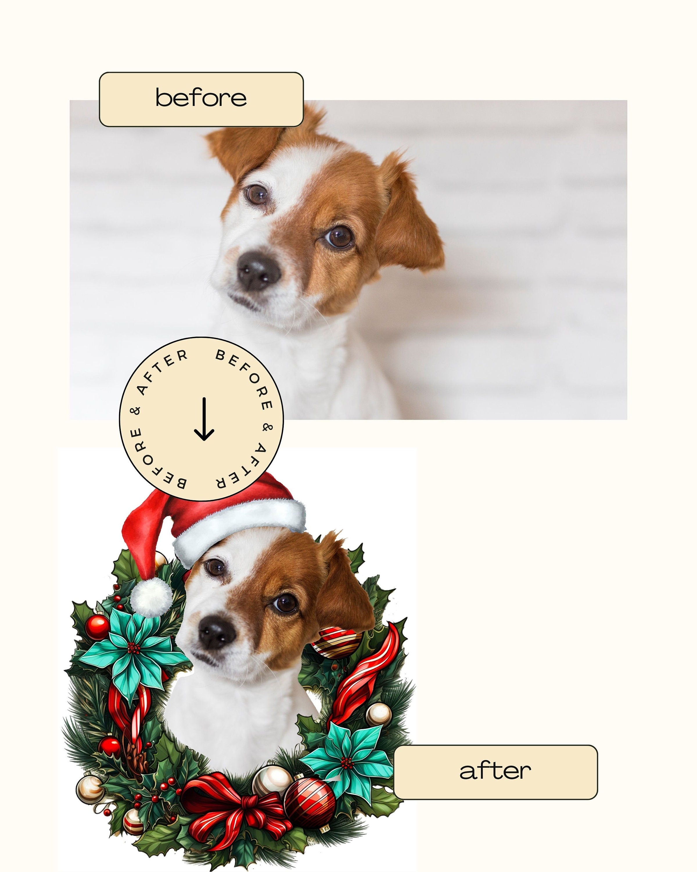 Custom Pet Christmas Wreath Wall Decal - Thumbnail 5