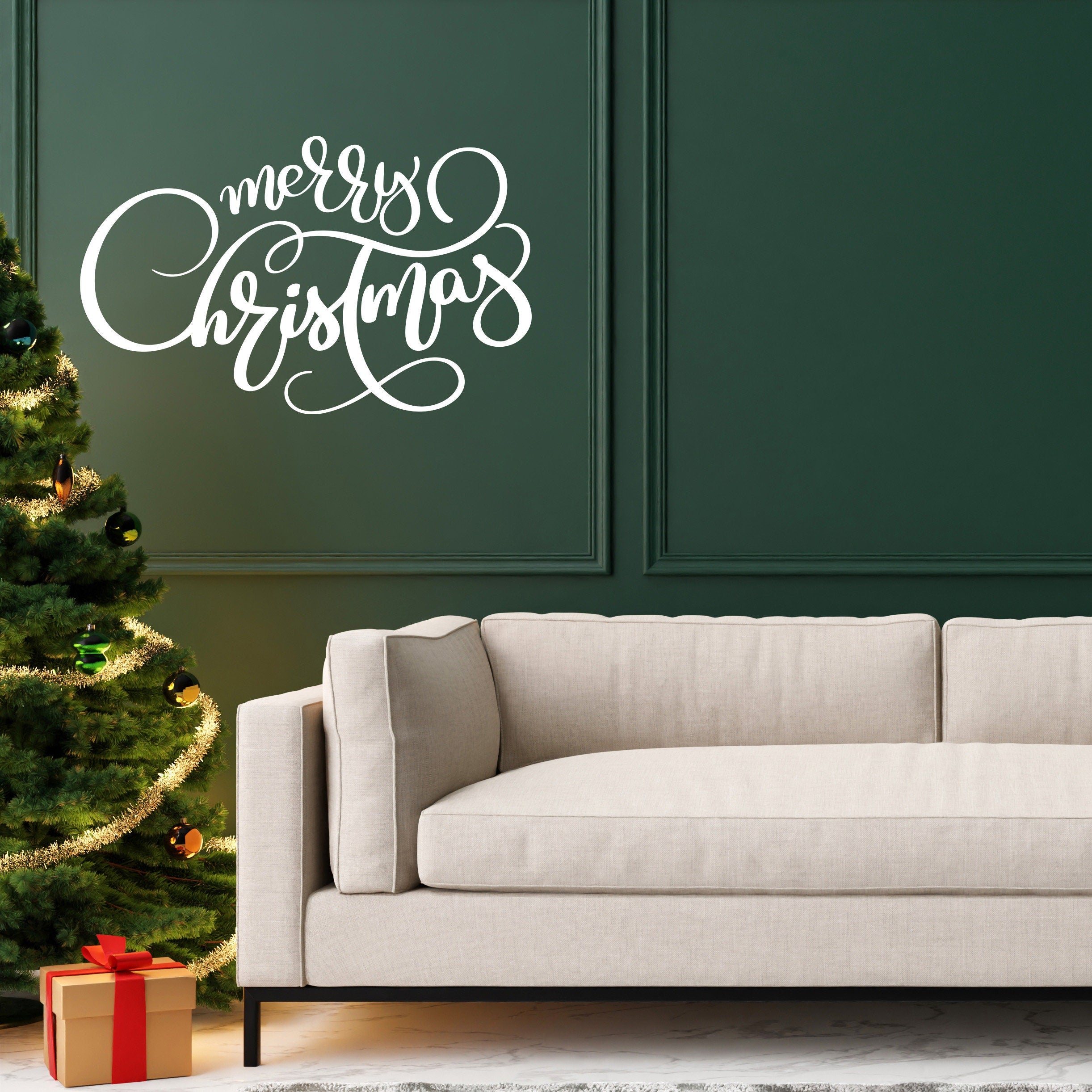 Elegant Christmas Quote Wall Vinyl Sticker "Merry Christmas"