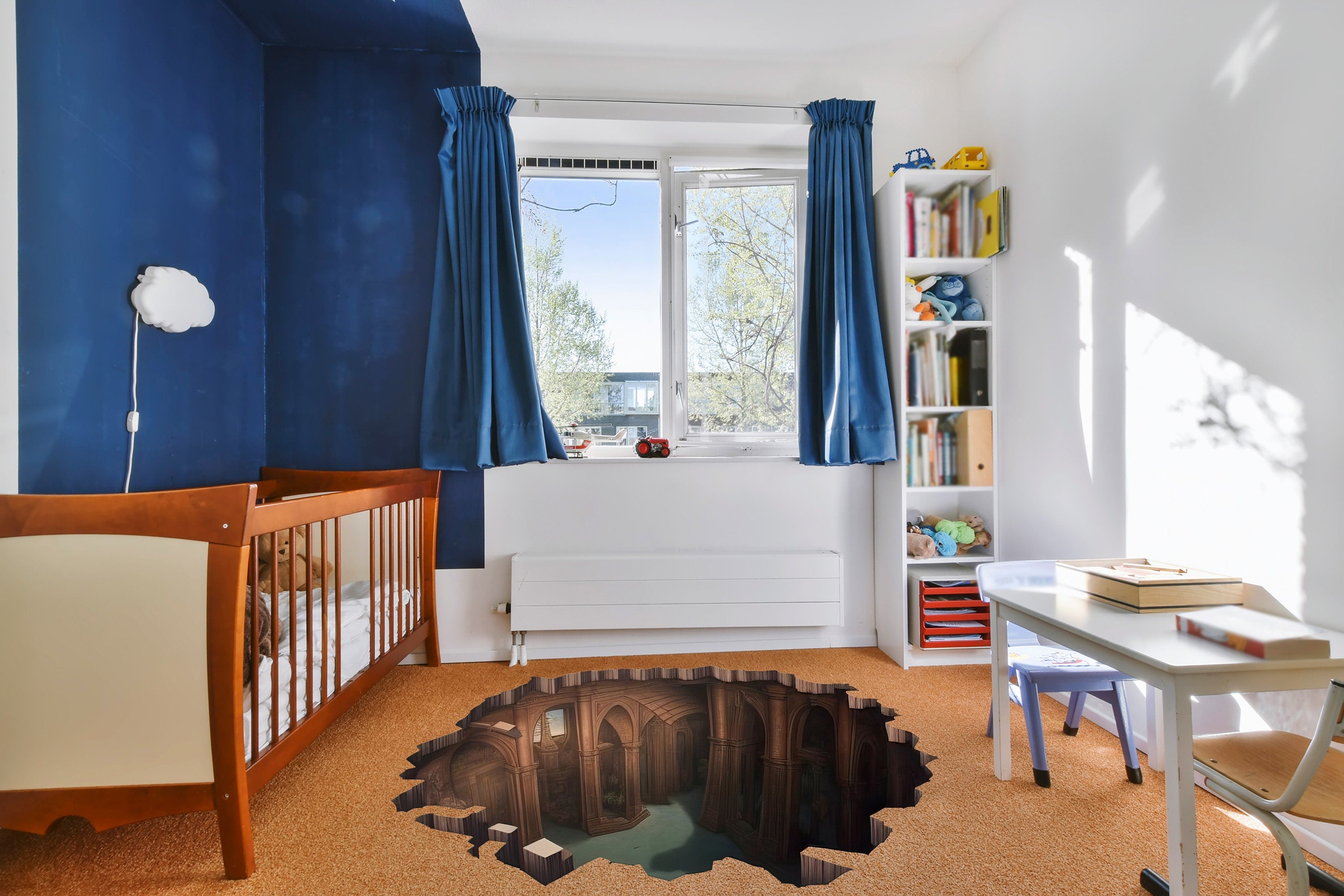 Enchanting 3D Illusion Porthole Floor Sticker - Thumbnail 3