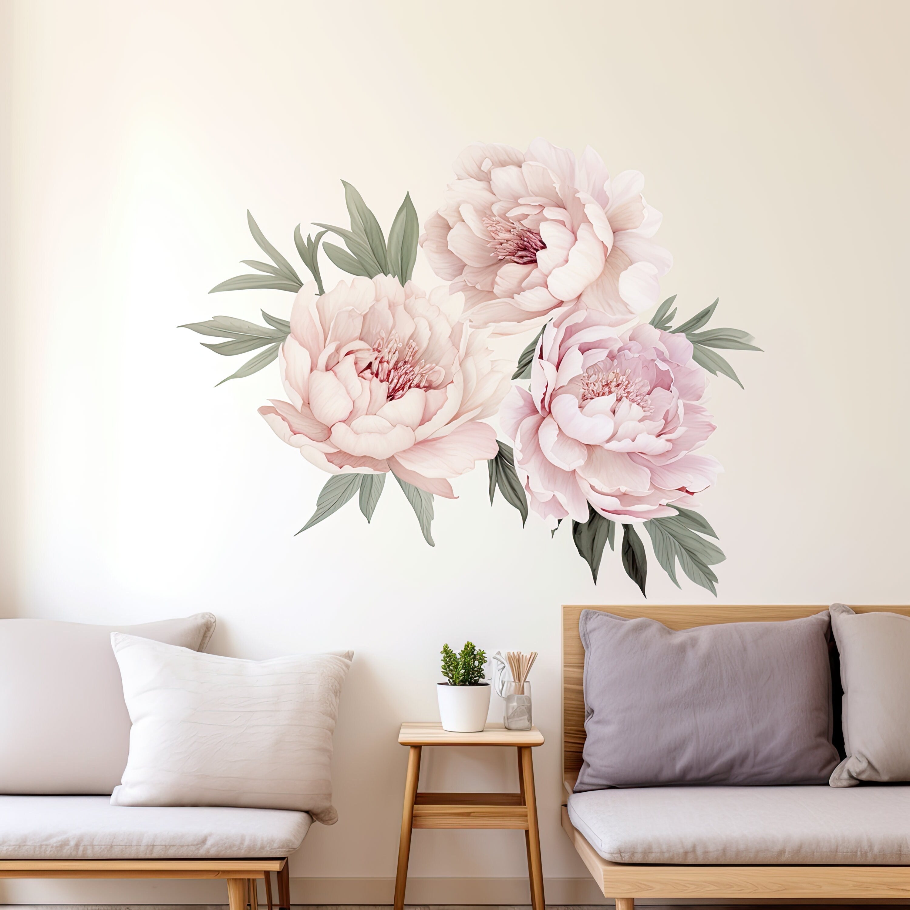Lush Watercolor Peony Wall Decals - Thumbnail 2