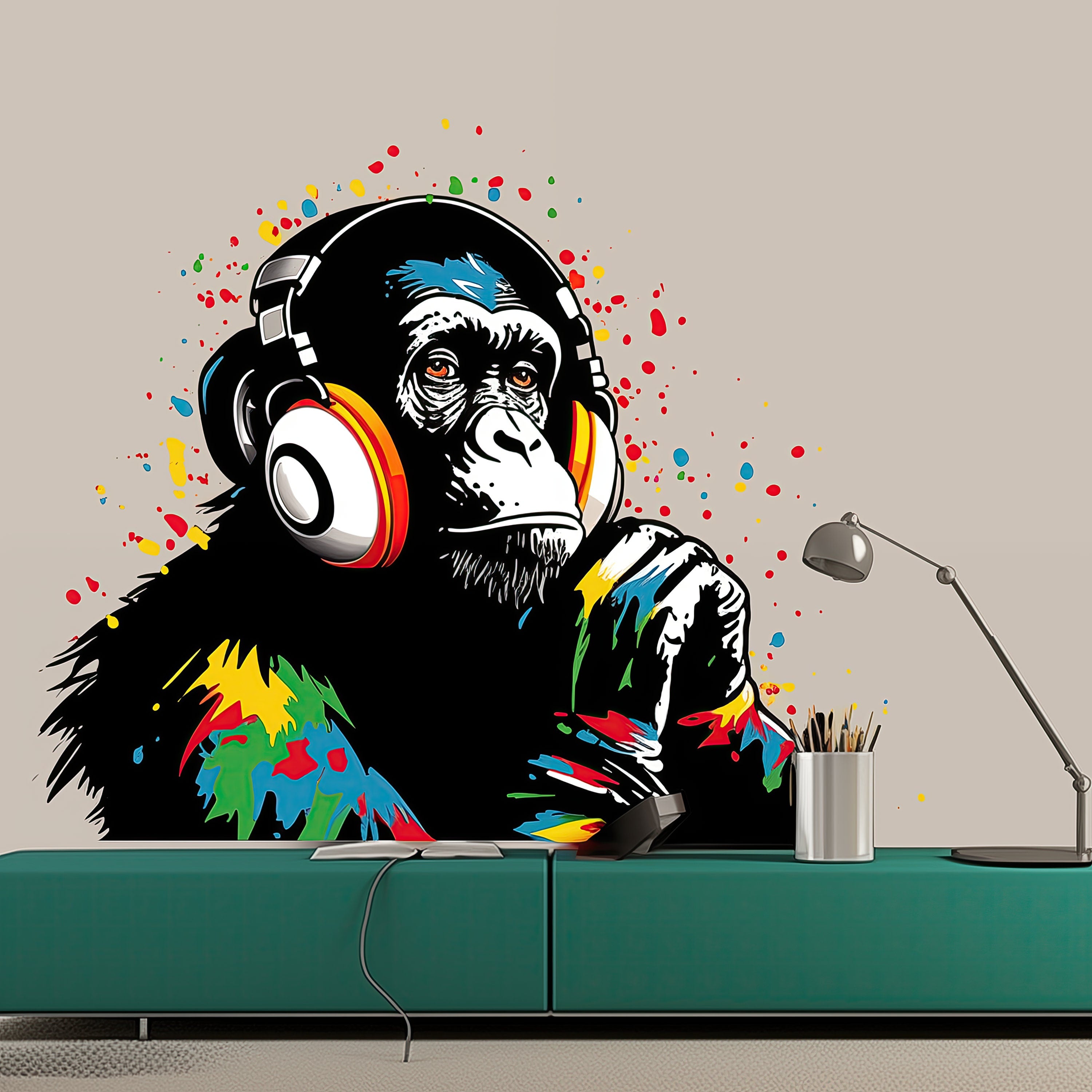 DJ Monkey Wall Decal - Thumbnail 5