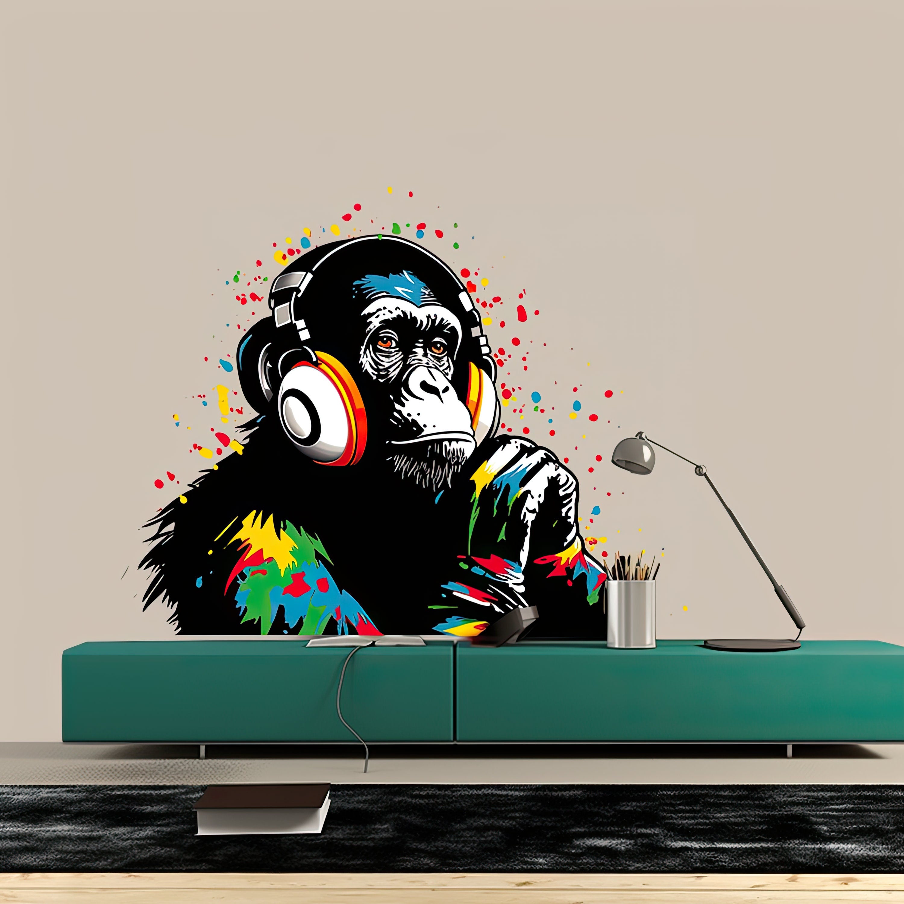 DJ Monkey Wall Decal - Thumbnail 4