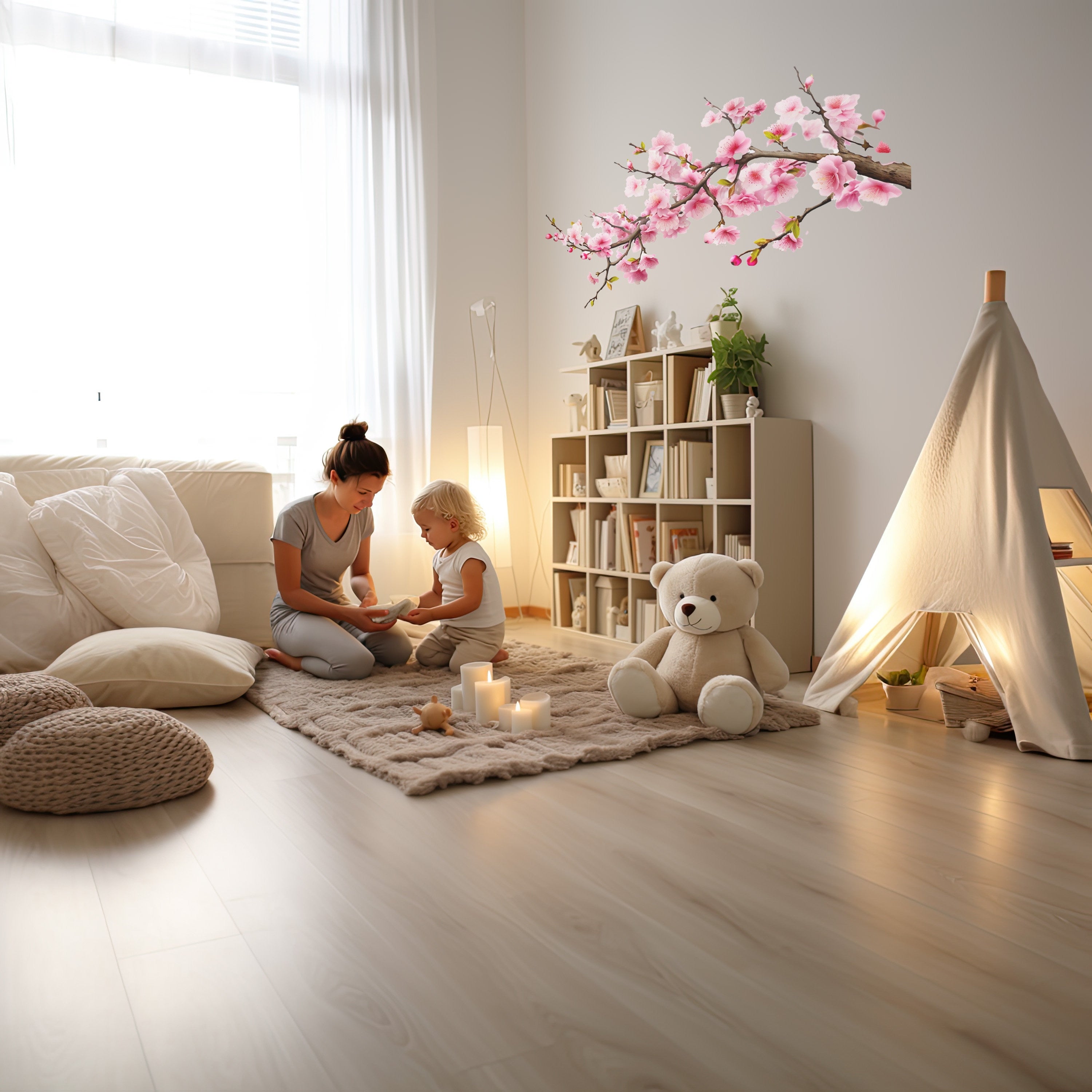 Cherry Blossom Corner Tree Wall Decal