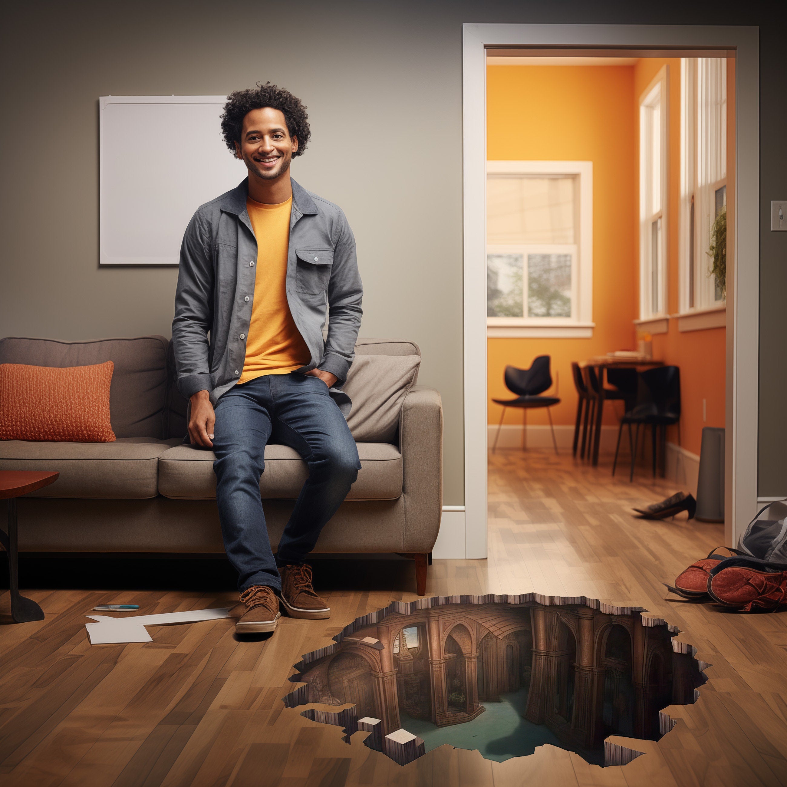 Enchanting 3D Illusion Porthole Floor Sticker - Thumbnail 2