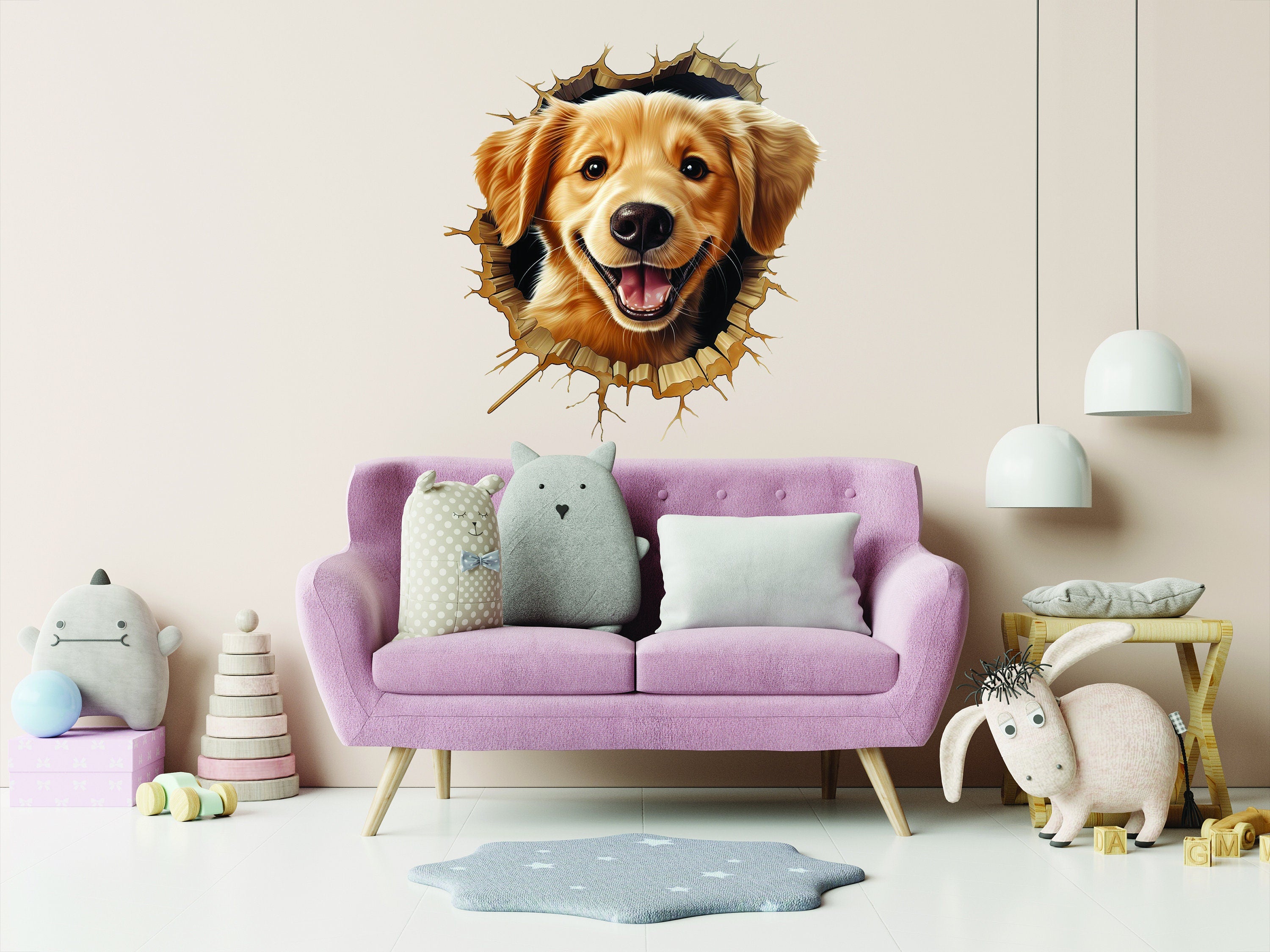 3D Cute Puppy Wall Sticker - Thumbnail 2