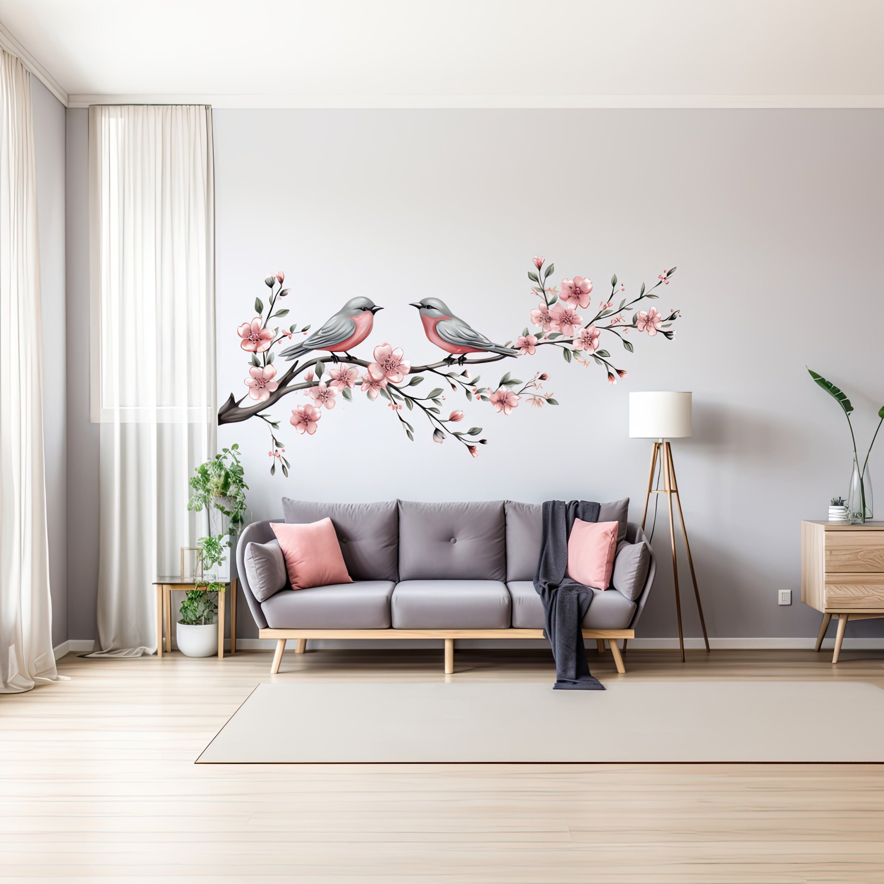 Elegant Tree Branch with Birds Wall Decal