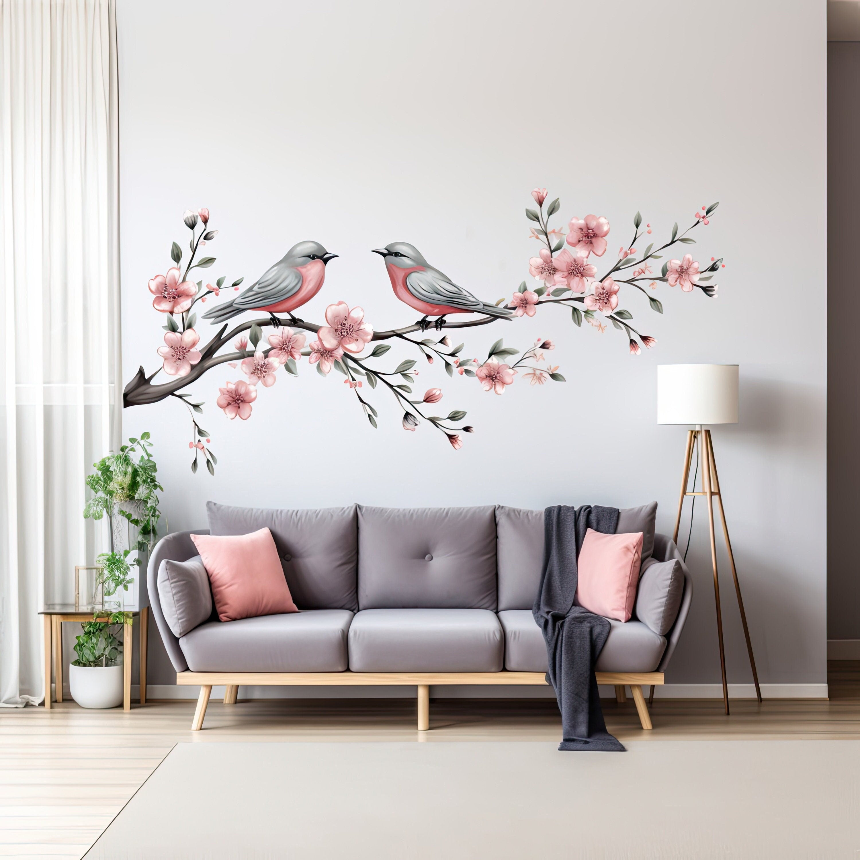 Elegant Tree Branch with Birds Wall Decal - Thumbnail 3