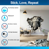 3D Elephant Wall Decal - Realistic Broken Hole Illusion Vinyl Sticker