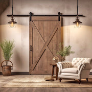 Barn Door Wallpaper Sticker - Brown Rustic Wood Barn Door Cover Decal