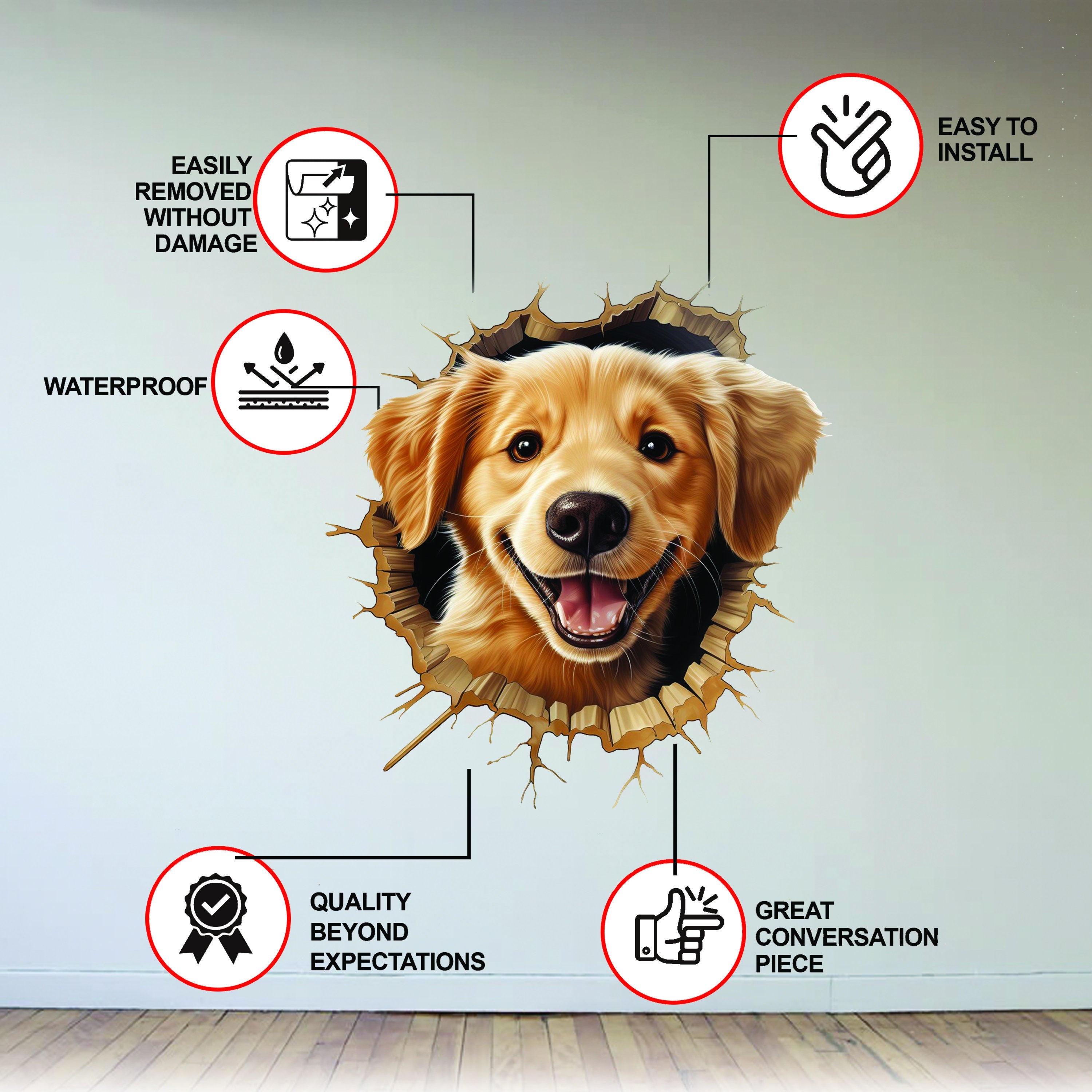 3D Cute Puppy Wall Sticker - Thumbnail 5