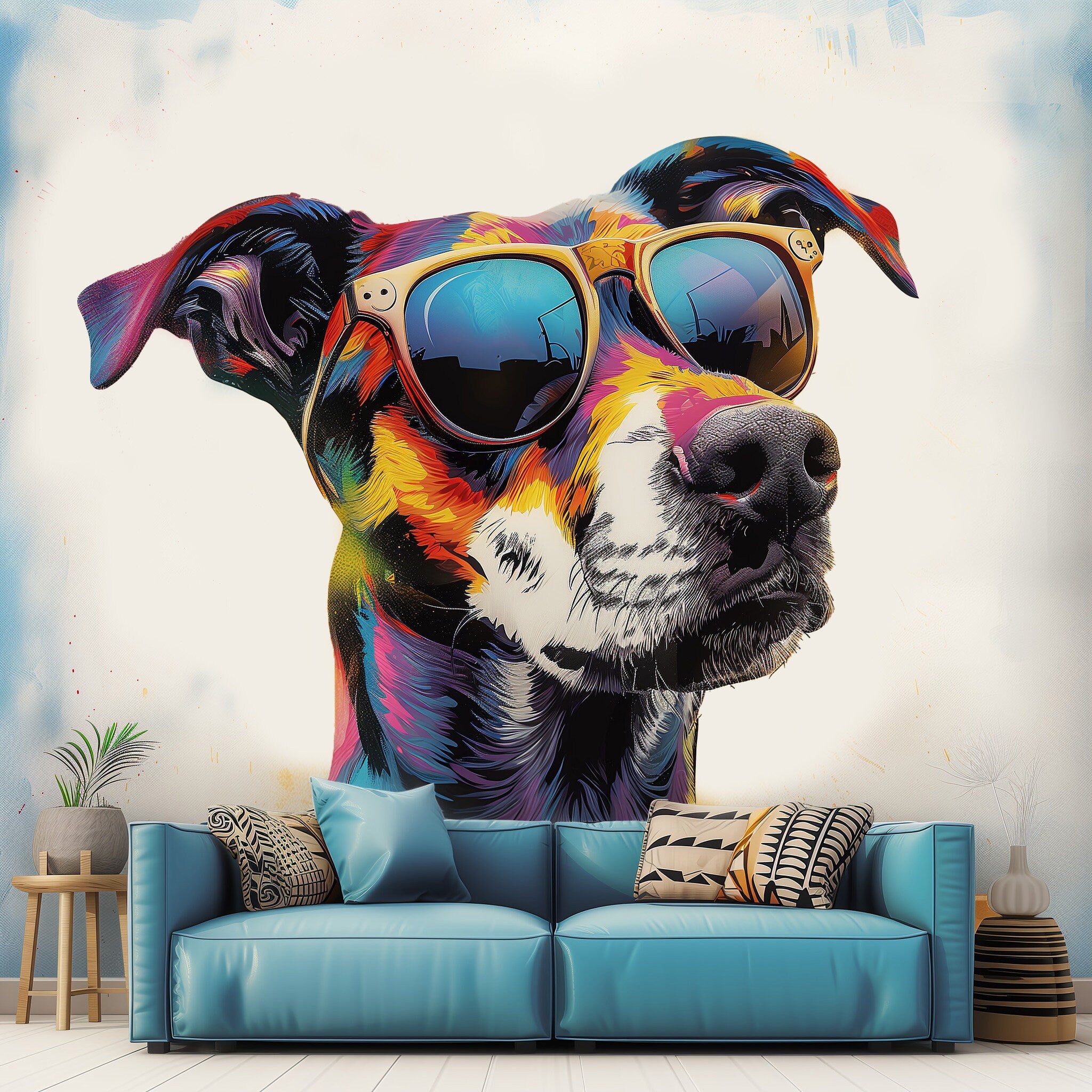 Border Collie in Glasses Wall Sticker - Thumbnail 2