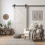 White Barn Door Wallpaper Decal - Rustic Light Wood Barn Door Cover Decal