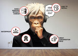 Wise Thinking Monkey Sticker - DJ Chimp in Headphones Wall Decal