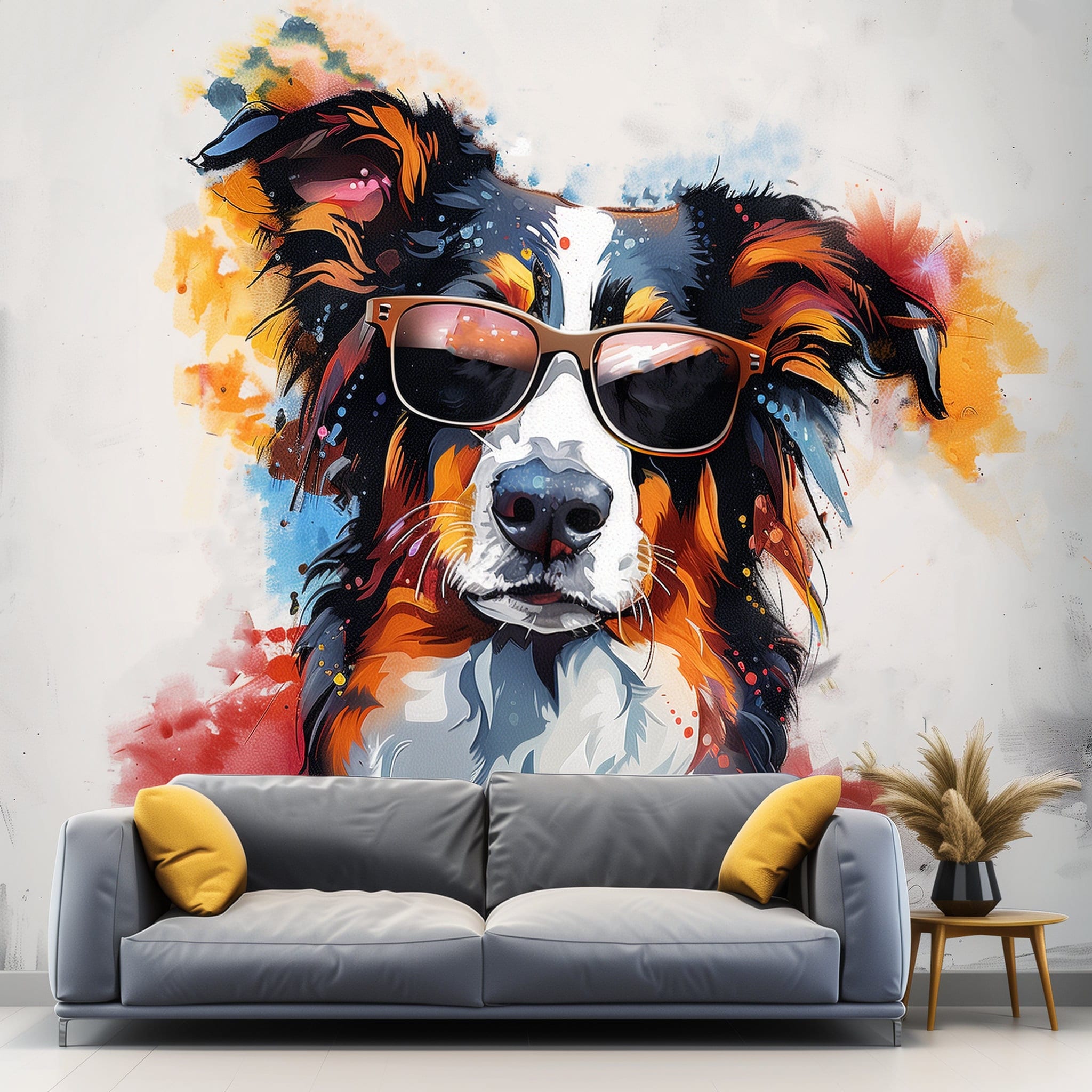 Bright Australian Shepherd Wearing Shades Wall Decal - Thumbnail 3