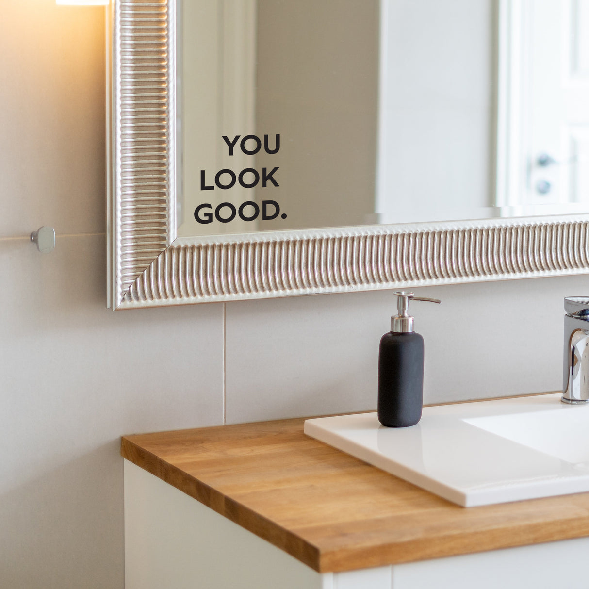 You Look Good Square Mirror Decal - Uplifting Bathroom Mirror Sticker