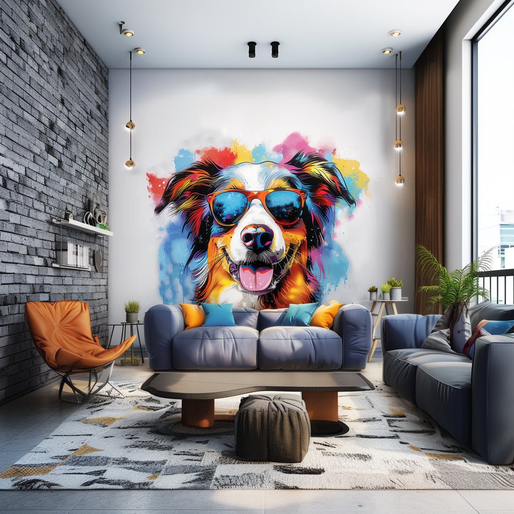 Australian Shepherd in Sunglasses Wall Sticker - Thumbnail 3