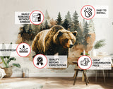 Bear in Forest Wall Sticker - Textured Art Vinyl Nature Bruin Decal Mural