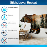 Autumn Forest Bear Silhouette Wall Sticker - Majestic Woodland Scene Bruin Nature Vinyl Decal for Rustic Home Decor