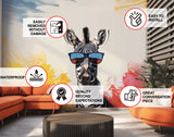 Funky Zebra with Sunglasses Wall Decal - Vibrant Modern Animal Art Sticker for Home Decor