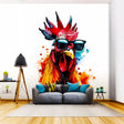 Colorful Poultry Wall Sticker Decals with Sunglasses - Modern Chicken Art Decal