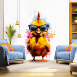 Charming Baby Chicken with Glasses Wall Decal - Vibrant Watercolor Chick Sticker