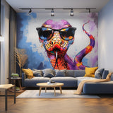 Vibrant Purple Snake with Glasses Wall Decal - Scary Snake Sticker & Decals for Room Decor