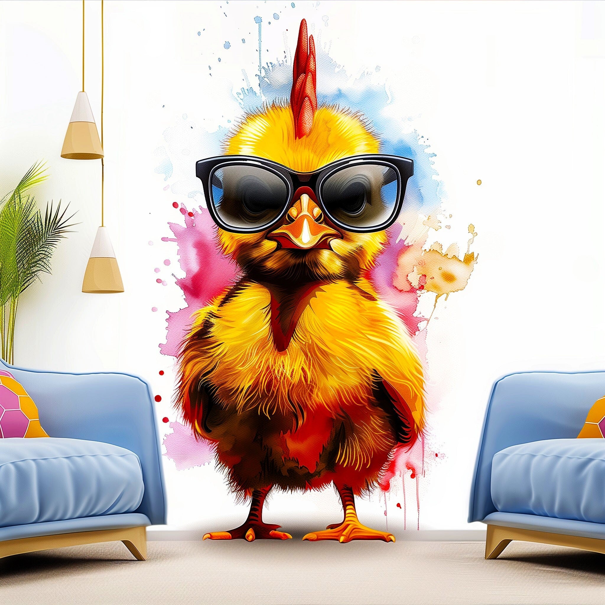 Charming Baby Chicken with Glasses Wall Decal