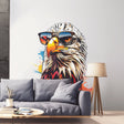 Bald Eagle with Sunglasses Wall Decal - Vibrant Watercolor Bird Sticker