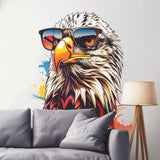 Bald Eagle with Sunglasses Wall Decal - Vibrant Watercolor Bird Sticker